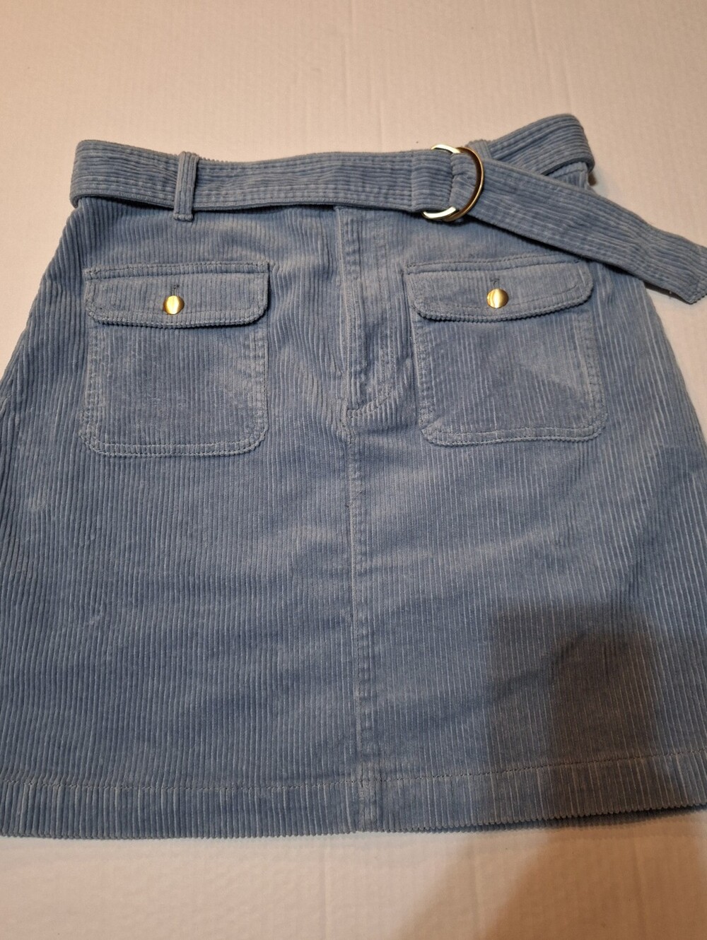LOFT Blue Belted Corduroy Pocket Skirt SIze 2 NWT